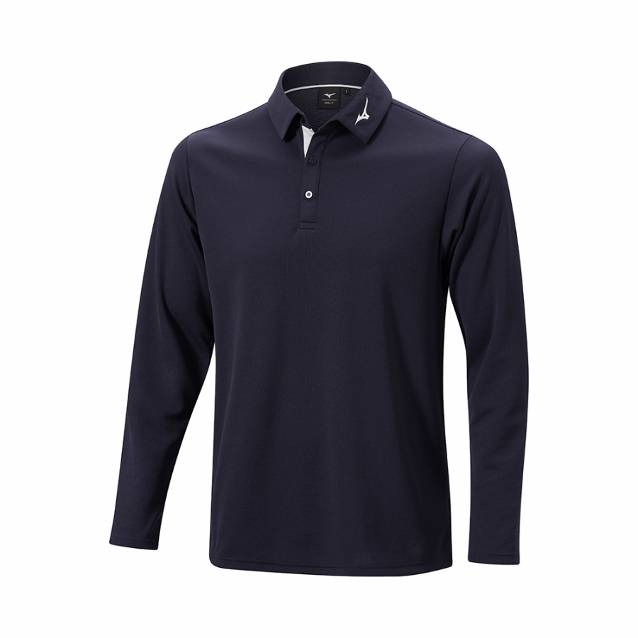 Mizuno Breath Thermo Winter L/S Polo Deep Navy