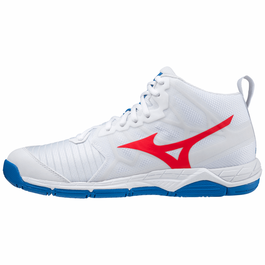 Mizuno Wave Supersonic 2 Mid White-Red-French Blue