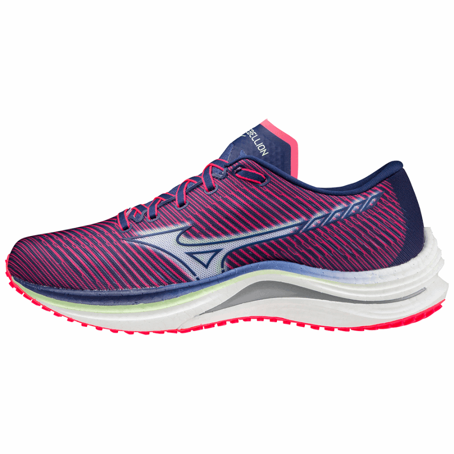 Mizuno Wave Rebellion Pink-Indigo White-Green Fashion