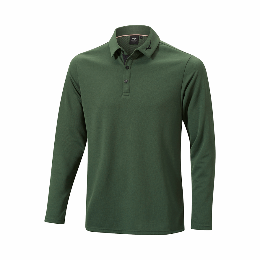 Mizuno Breath Thermo Winter L/S Polo Forest Green
