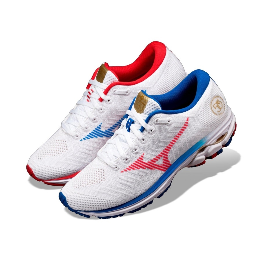 Chaussure De Running Peachtree 50th Rider Waveknit Homme Blanc-rouge Mizuno