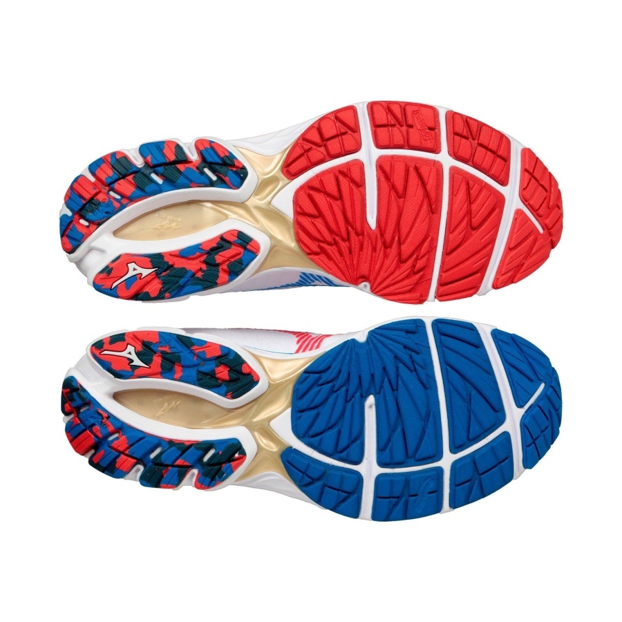 Chaussure De Running Peachtree 50th Rider Waveknit Homme Blanc-rouge Mizuno