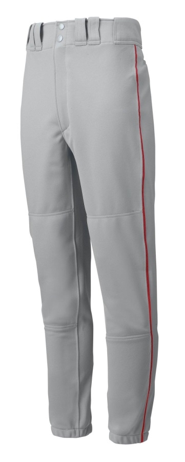 Pantalon Baseball Homme Premier Passepoil Gris-rouge Mizuno