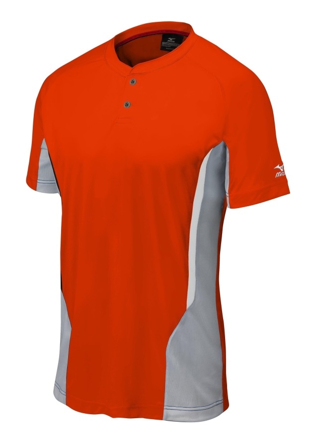 Mizuno Maillot De Baseball Mizuno Elite 2 Boutons Orange-gris