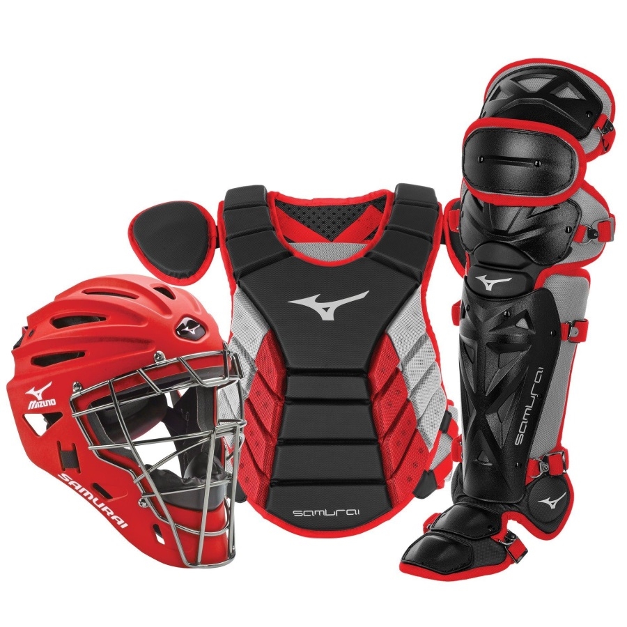 Mizuno Samurai Adulte 15 Baseball Boxed Catcher's Gear Set Noir-rouge