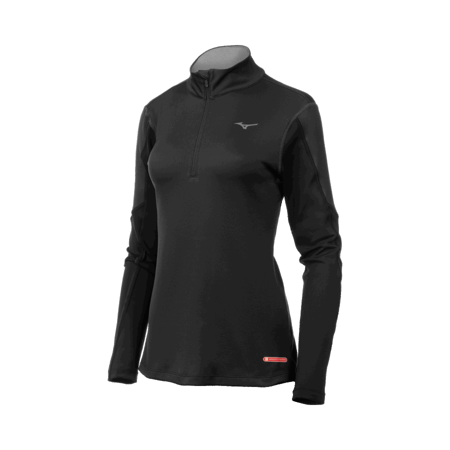 Mizuno Women's Breath Thermo Half Zip Aimant-Noir