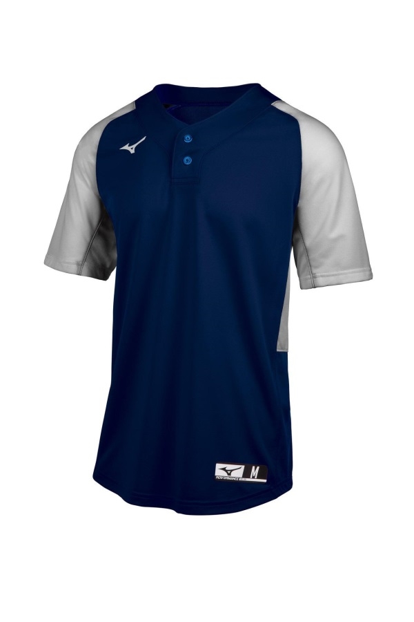 Maillot De Baseball Mizuno Aerolite 2 Boutons Bleu Marine-gris