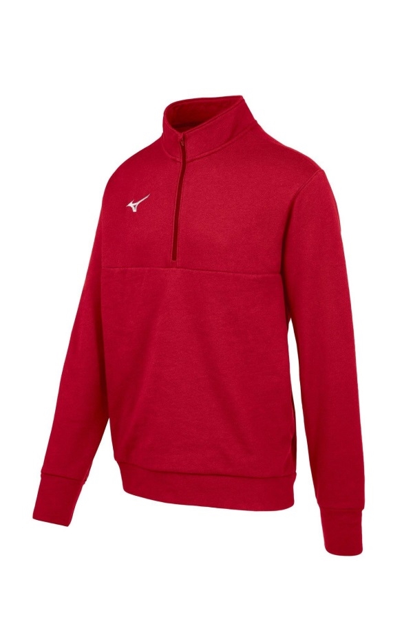 Mz1 1/4 Zip Fleece Pullover Mizuno Red
