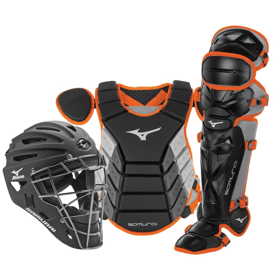 Samurai Adult 15 Baseball Boxed Catcher's Gear Set Noir-Orange Mizuno