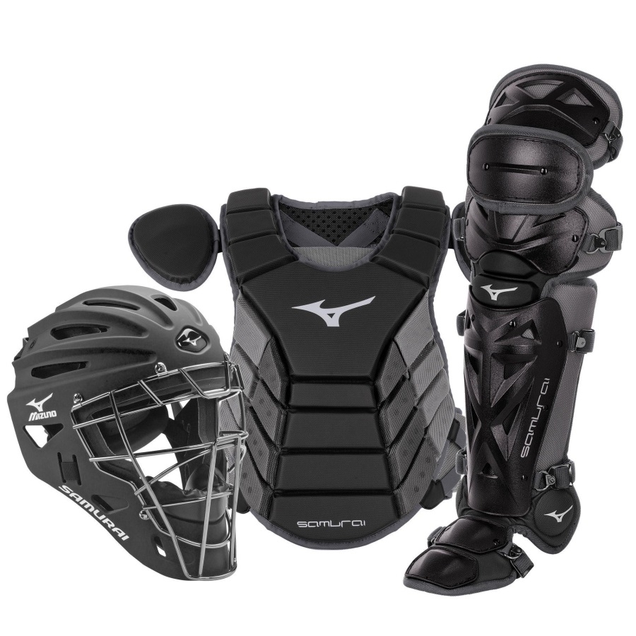 Samurai Adult 15 Baseball Boxed Catcher's Gear Set Mizuno Noir-Gris