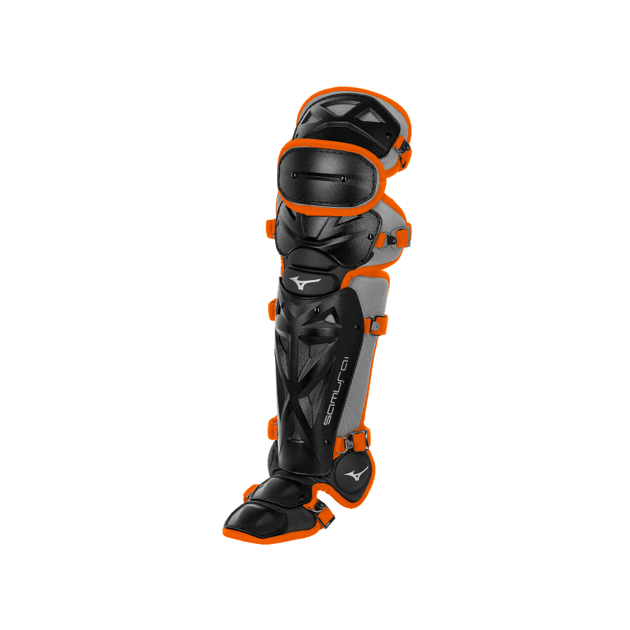 Protège-tibias Samurai Youth Baseball 14.5 Mizuno Noir-orange