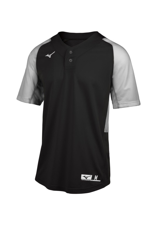 Maillot Baseball Aerolite 2 Boutons Junior Noir-gris Mizuno