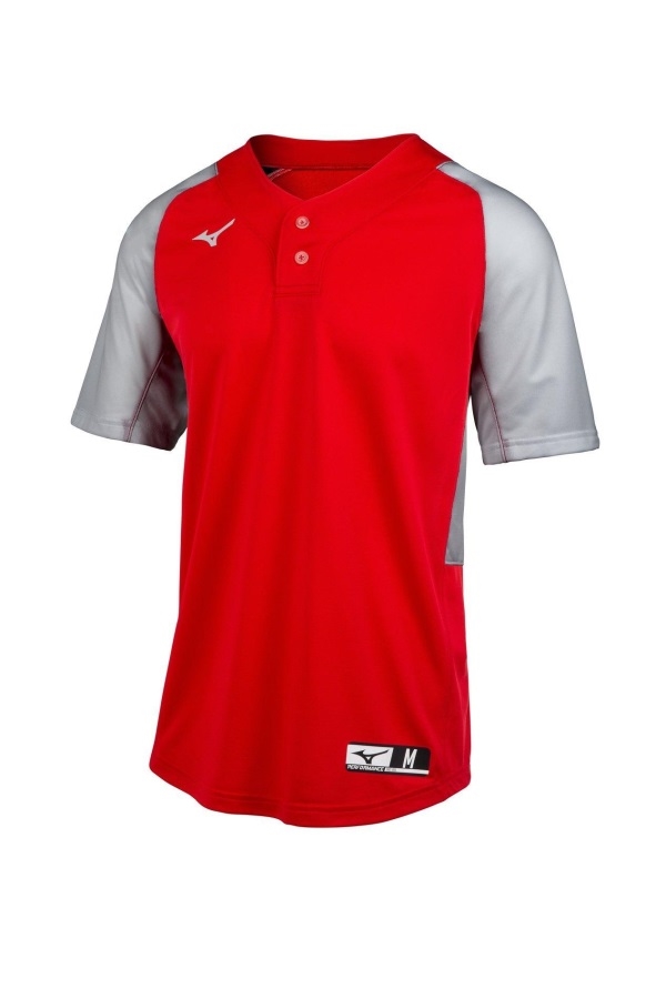 Maillot De Baseball Junior 2 Boutons Aerolite Mizuno Rouge-gris